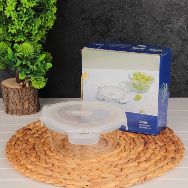 FRESHLOCK YUVARLAK 600ML VAKUMLU, KİLİTLİ CAM SAKLAMA KABI