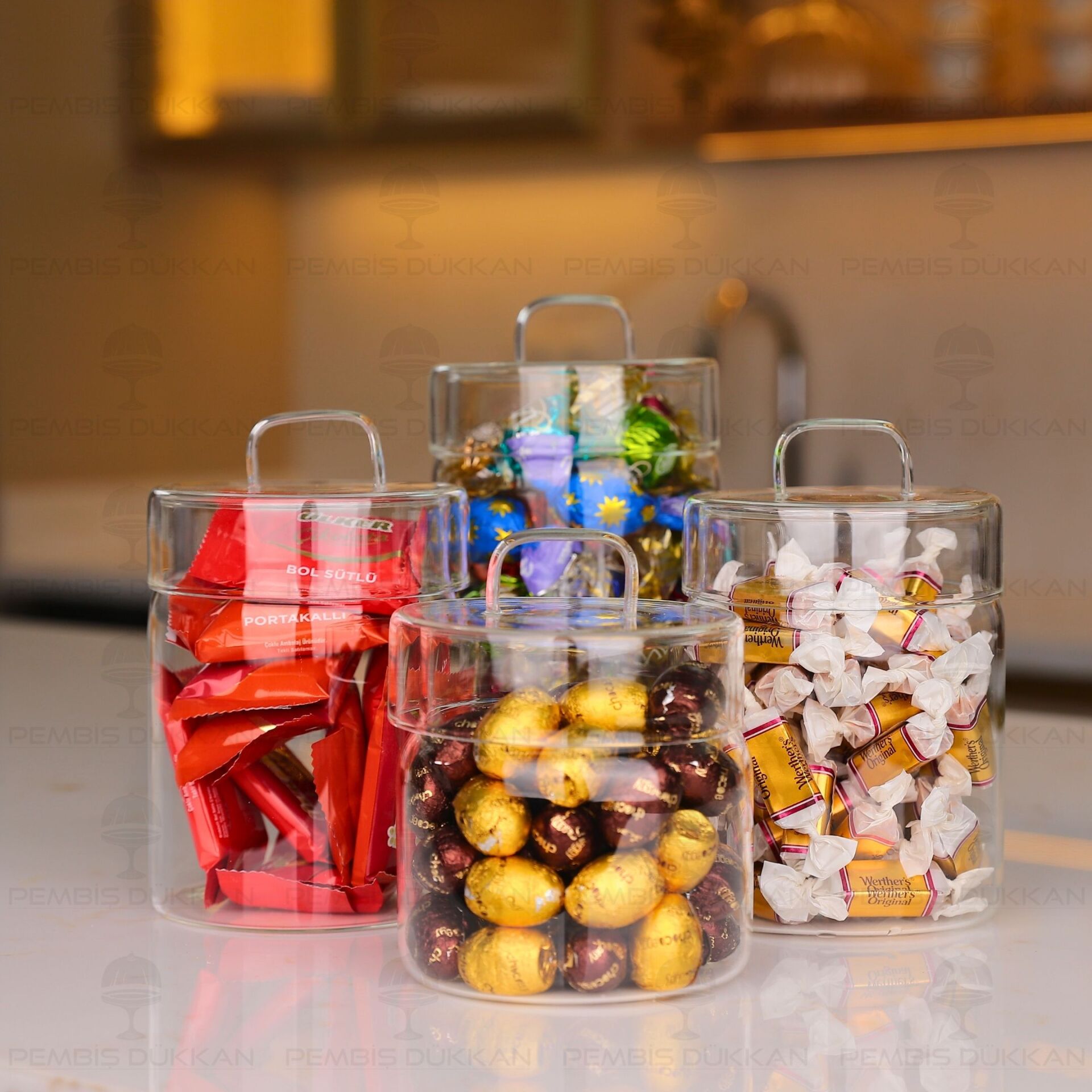 4LÜ GLAZY TEZGAH ÜSTÜ KAVANOZ SET (9R13-12-11)