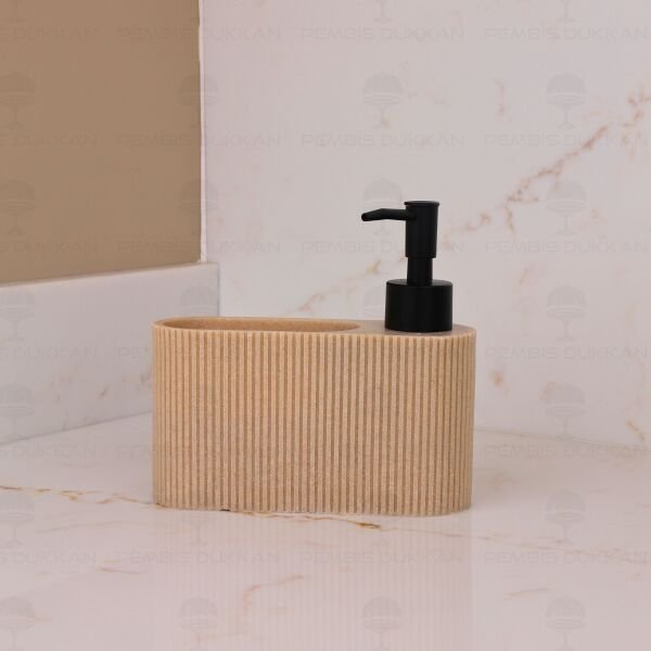 KREM  SÜNGERLİK HAZNELİ POLYRESİN SIVI SABUNLUK (56607)