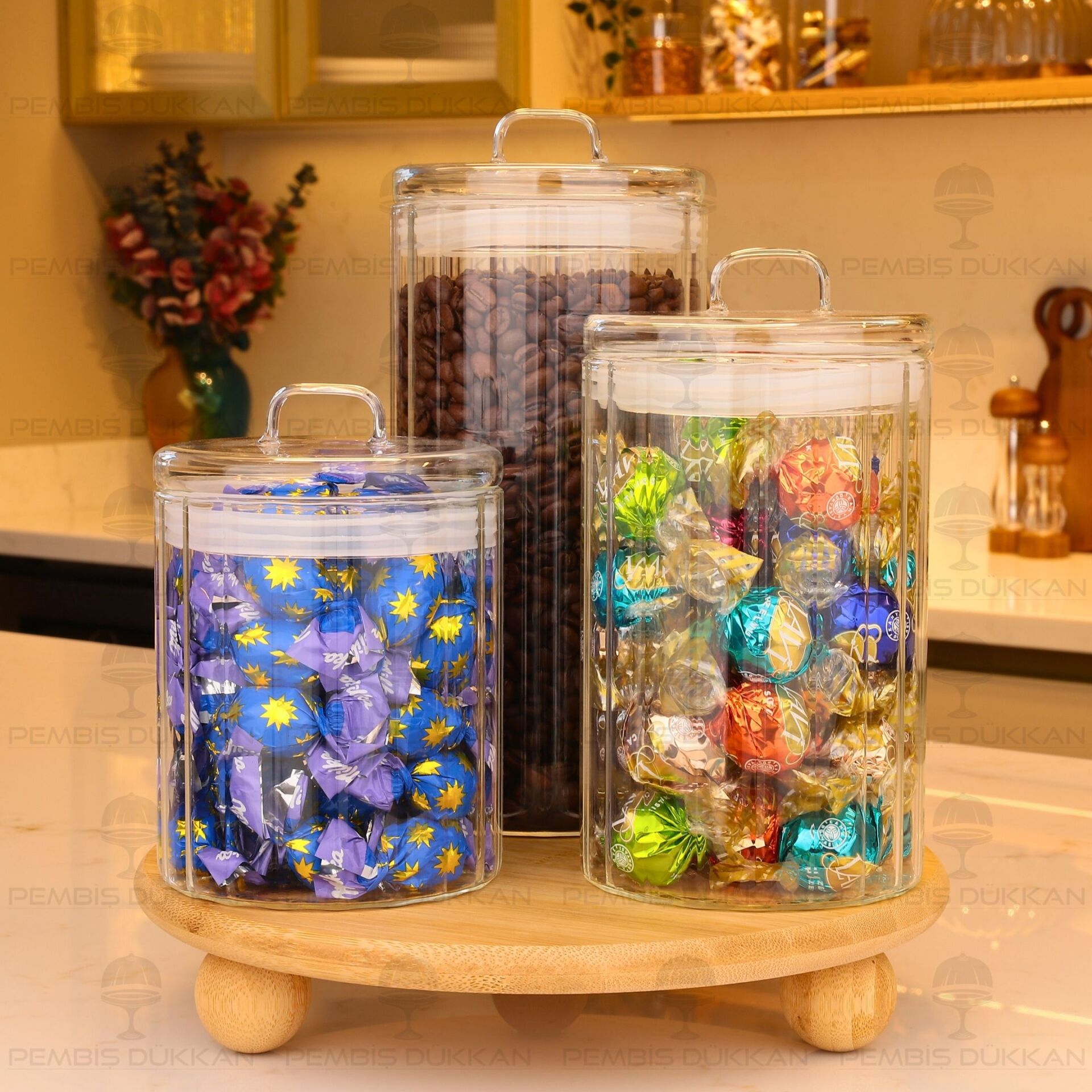 3LÜ OLİD TEZGAH ÜSTÜ KAVANOZ KOMBİN SET (1090-HJ170-171-172)