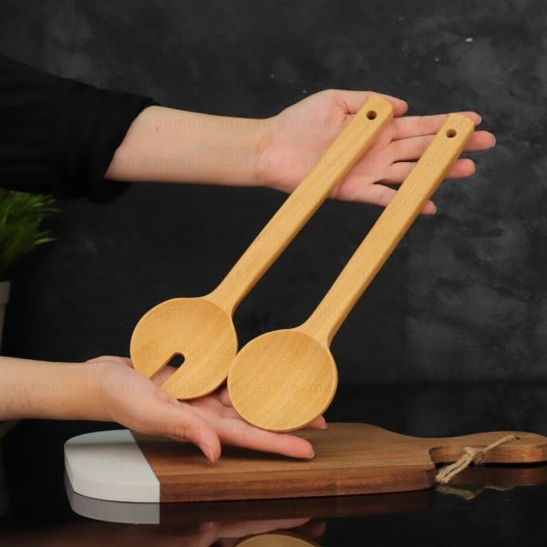 2Lİ BAMBU BOHEM SALATA SERVİS KAŞIK SETİ (7B41)