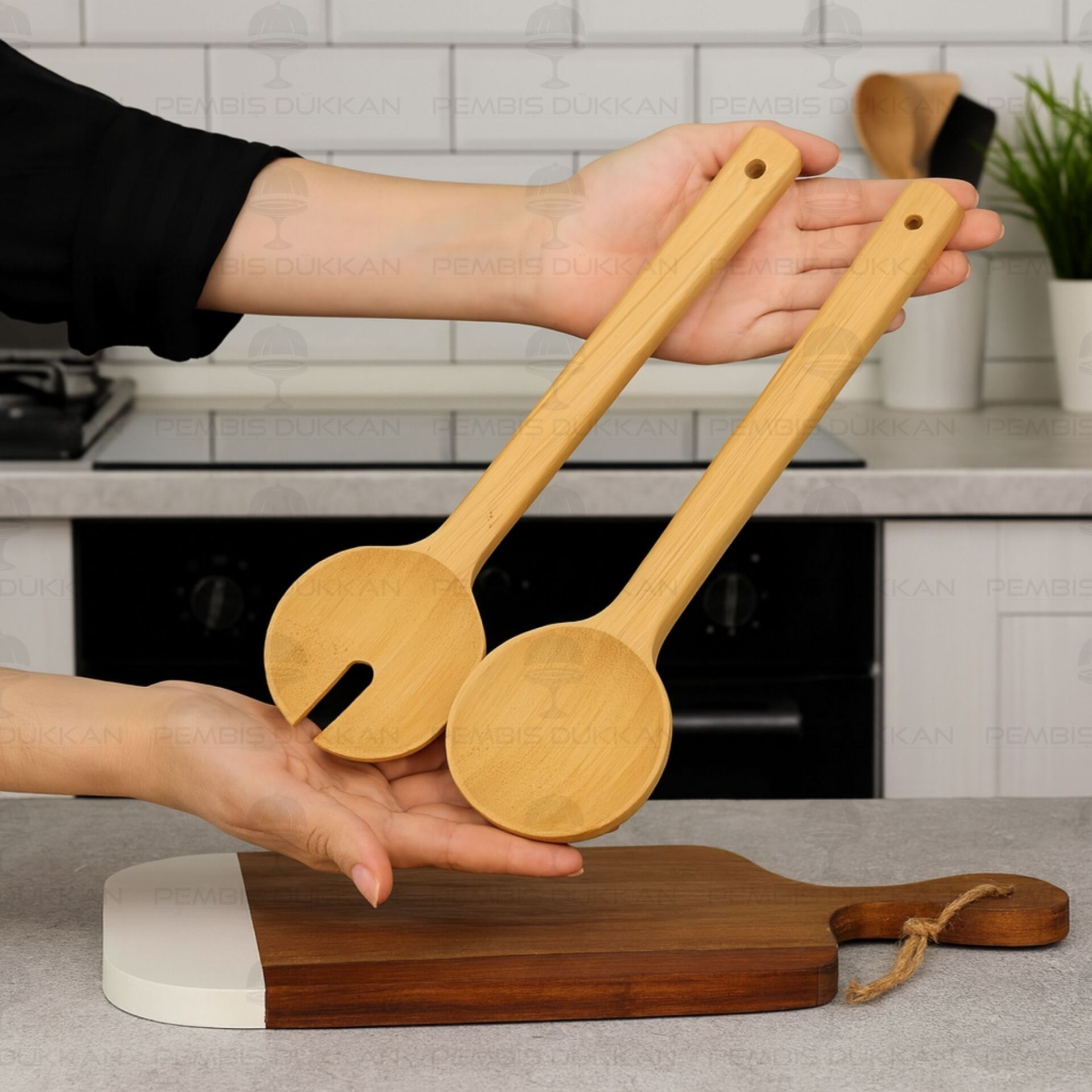 2Lİ BAMBU BOHEM SALATA SERVİS KAŞIK SETİ (7B41)