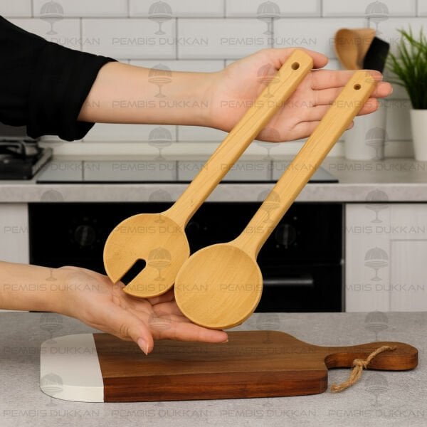 2Lİ BAMBU BOHEM SALATA SERVİS KAŞIK SETİ (7B41)