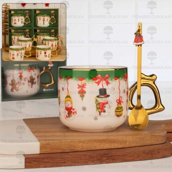 1 ADET KAŞIKLI YILBAŞI TEMALI KUPA (STOKTA OLAN MODEL GÖNDERİLMEKTEDİR)