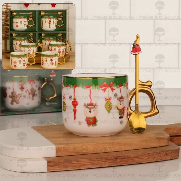 1 ADET KAŞIKLI YILBAŞI TEMALI KUPA (STOKTA OLAN MODEL GÖNDERİLMEKTEDİR)