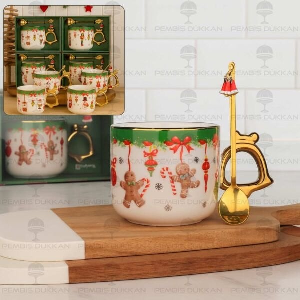 1 ADET KAŞIKLI YILBAŞI TEMALI KUPA (STOKTA OLAN MODEL GÖNDERİLMEKTEDİR)