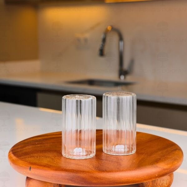 2Lİ ÇİZGİLİ BOROSİLİKAT CAM TUZLUK & BİBERLİK