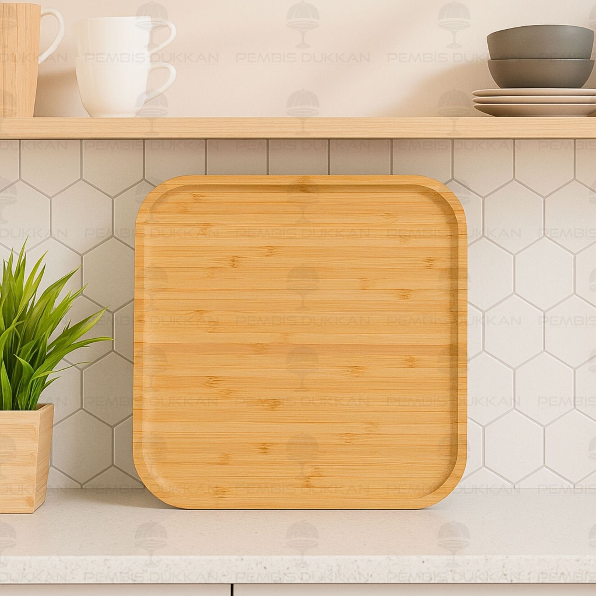 Bambu Kare 24.5cm Kahvaltı & Yemek Servis (612)