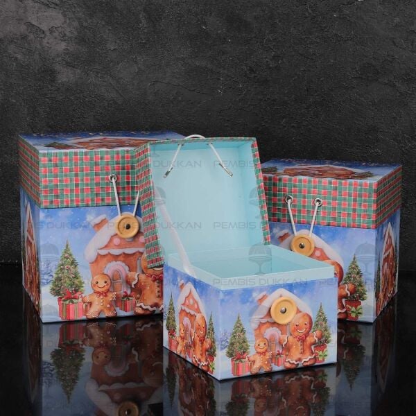 3LÜ YENİ YIL ZENCEFİL KURABİYE EV TEMALI DEKORATİF KUTU SET