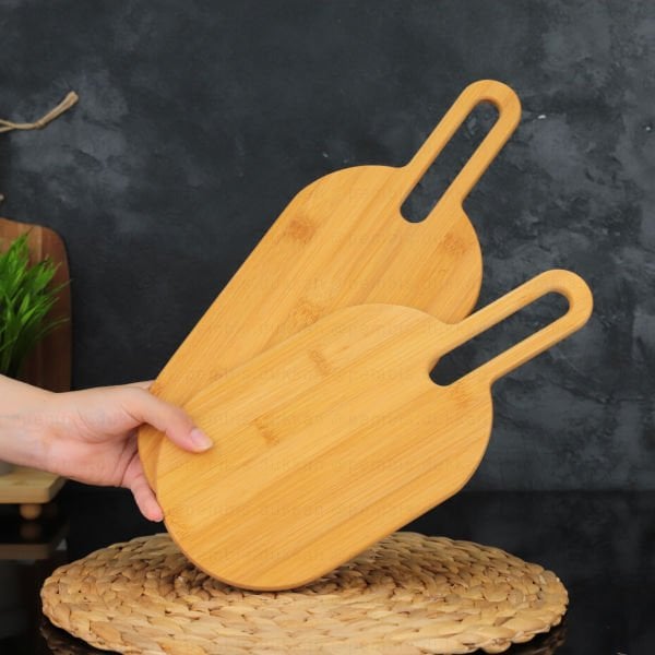 BAMBU OVAL KULPLU PEYNİR TABAĞI & TEZGAH ARKASI PANO (7B35)