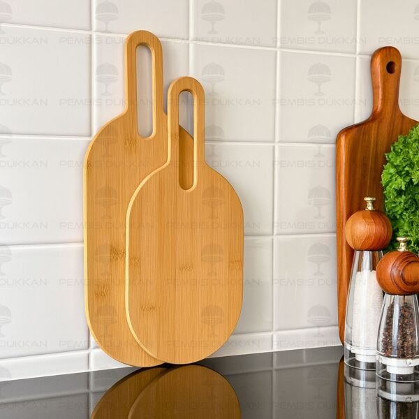 BAMBU OVAL KULPLU PEYNİR TABAĞI & TEZGAH ARKASI PANO (7B35)