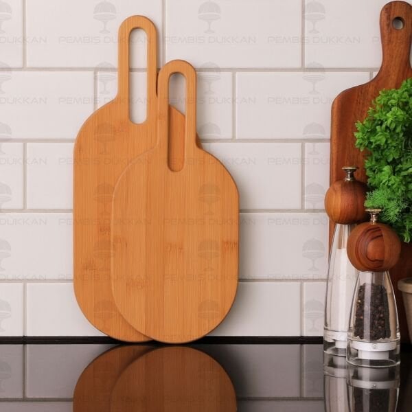 BAMBU OVAL KULPLU PEYNİR TABAĞI & TEZGAH ARKASI PANO (7B34)