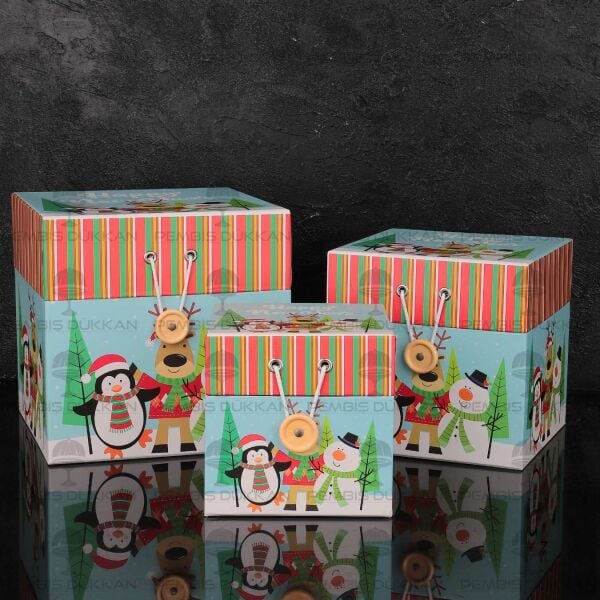 3LÜ YENİ YIL KIŞ TEMALI DEKORATİF KUTU SET