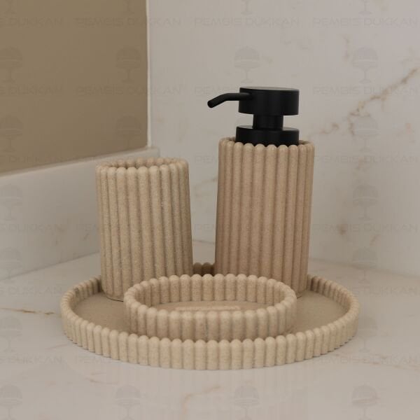 KREM FUGA 4 PARÇA POLYRESİN SIVI SABUNLUK SET