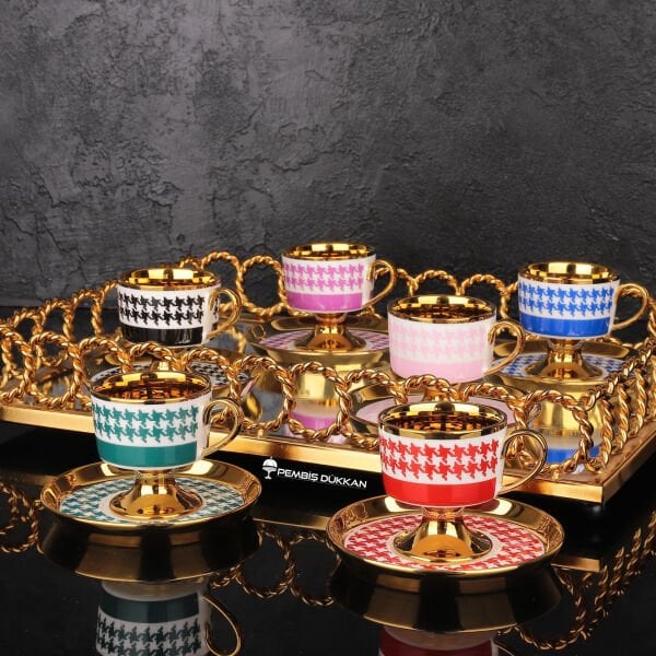 6 KİŞİLİK KSV AYAKLI JULİET İÇİ GOLDLU FİNCAN TAKIMI