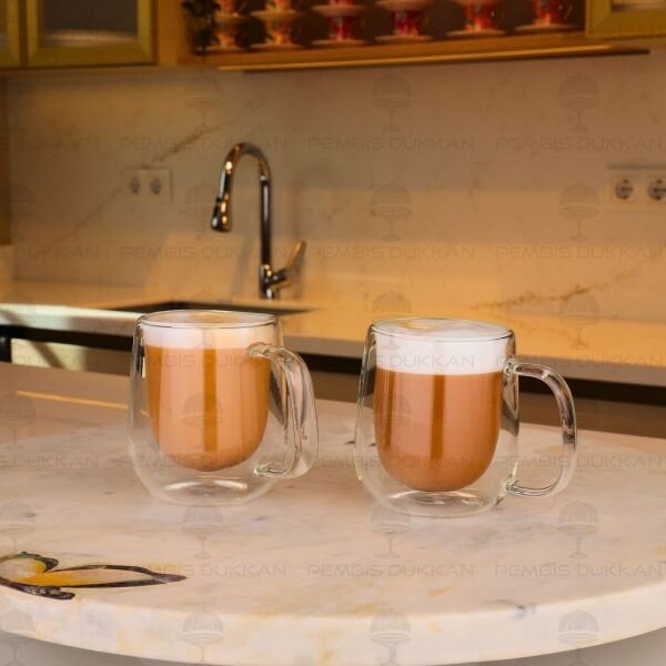 100ML 2Lİ ÇİFT CİDARLI CAM KUPA SETİ (81827)