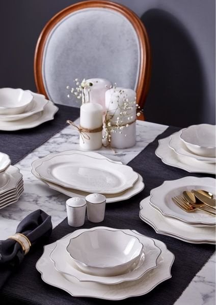 TREE YEMEK TAKIMI 28 PARÇA (GÜMÜŞ YALDIZLI)