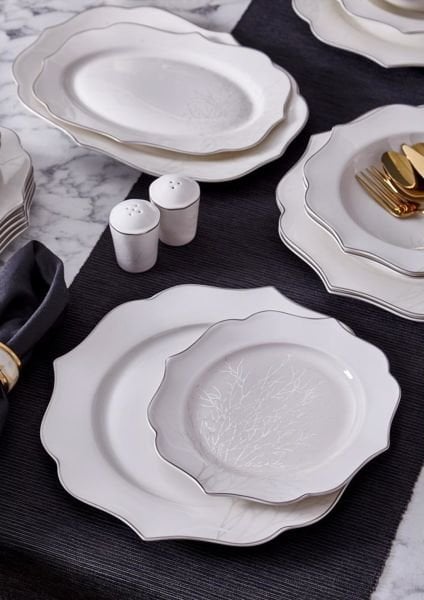 TREE YEMEK TAKIMI 28 PARÇA (GÜMÜŞ YALDIZLI)