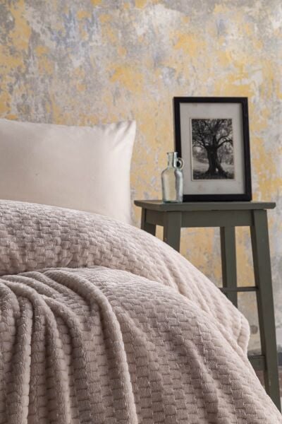 TRUSTY JAKAR DESEN ÇİFT KİŞİLİK BATTANİYE 200x220CM - EKRU