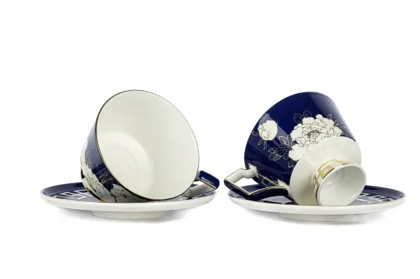 MAVİ PEONİA 2 KİŞİLİK ÇAY FİNCAN TAKIMI