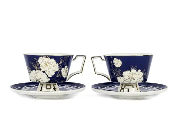 MAVİ PEONİA 2 KİŞİLİK ÇAY FİNCAN TAKIMI