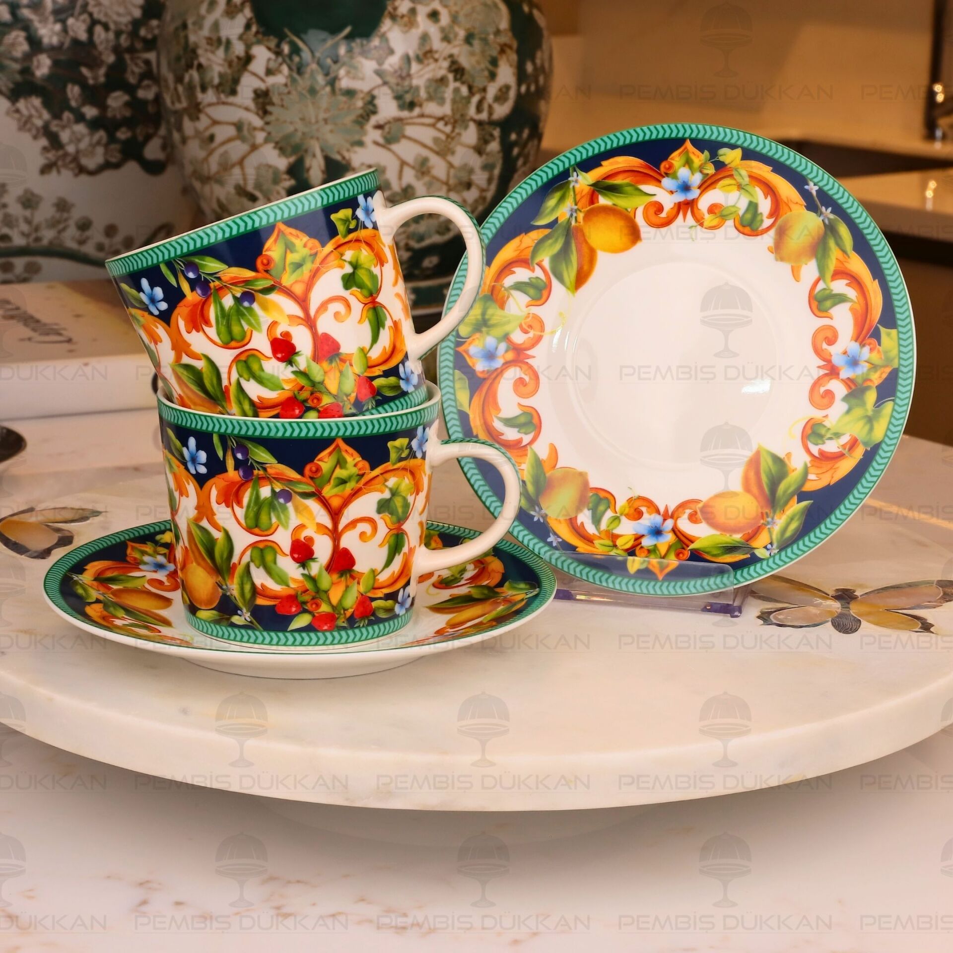 CAPRİ FLORA 2 KİŞİLİK ÇAY FİNCAN TAKIMI