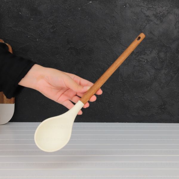 AKASYA SAPLI KREM SİLİKON KAŞIK (1194)