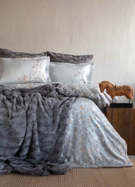 BRİELLA ÇİFT KİŞİLİK YATAK ÖRTÜLÜ NEVRESİM TAKIMI - GRİ