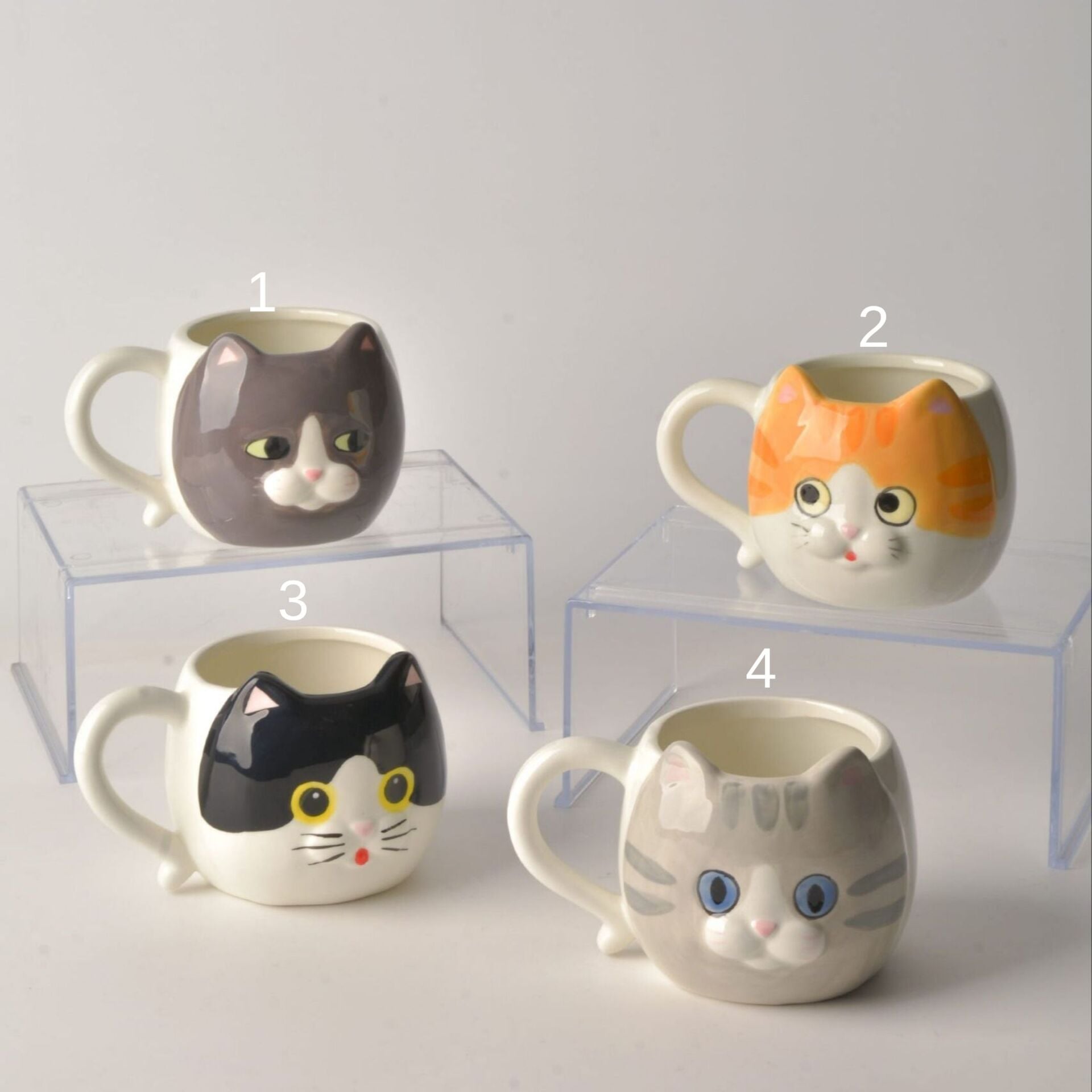 1 ADET 3D KEDİ FİGÜRLÜ SERAMİK KUPA (24512) (MODEL SEÇİNİZ)