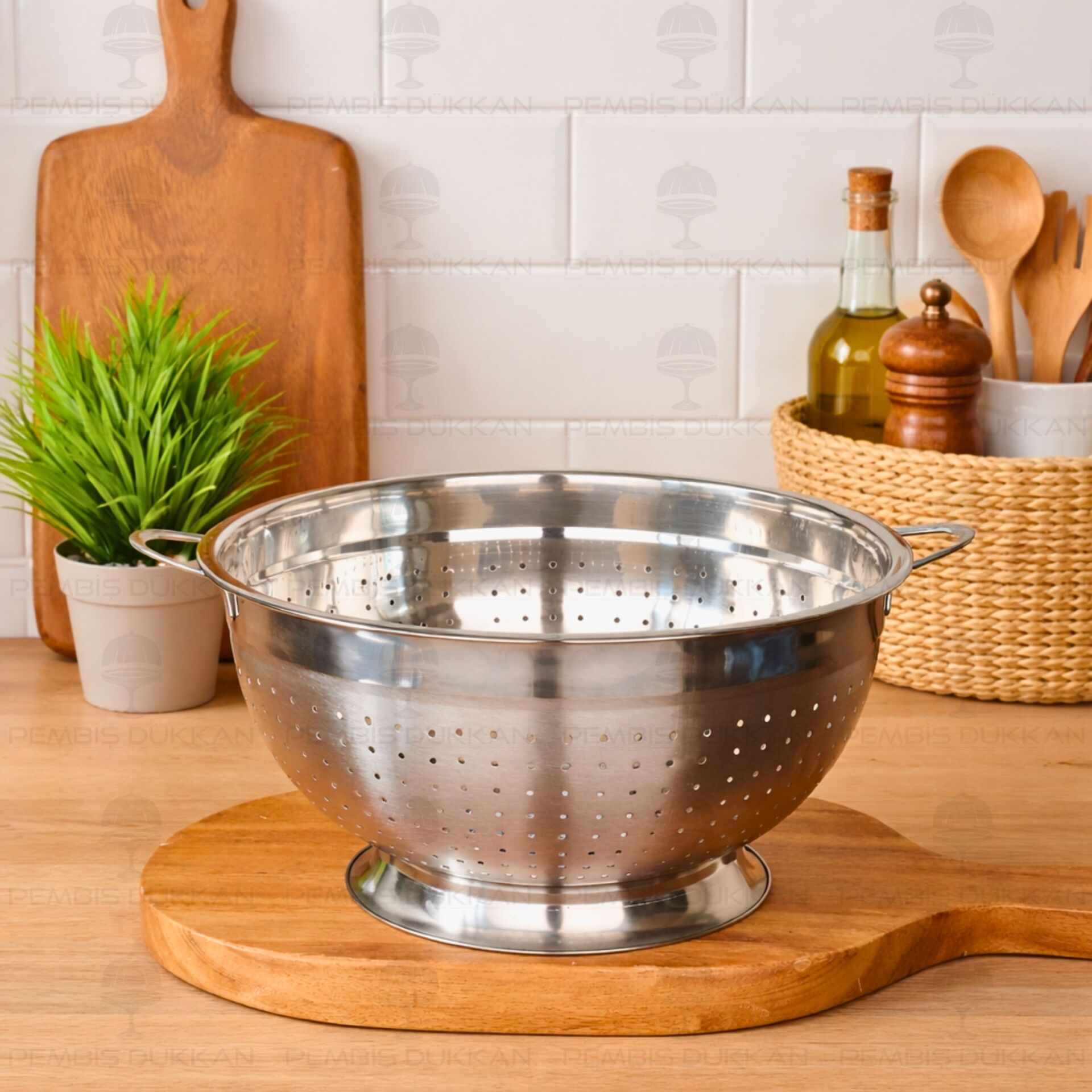 28CM AYAKLI YUVARLAK, ÇELİK SÜZGEÇ (SZG362)