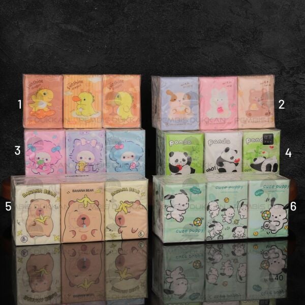 9LU SEVİMLİ KARAKTER  DESENLİ CEP BOY PEÇETE (DESEN SEÇİN) NO:1