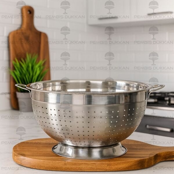 28CM AYAKLI YUVARLAK, ÇELİK SÜZGEÇ (SZG362)
