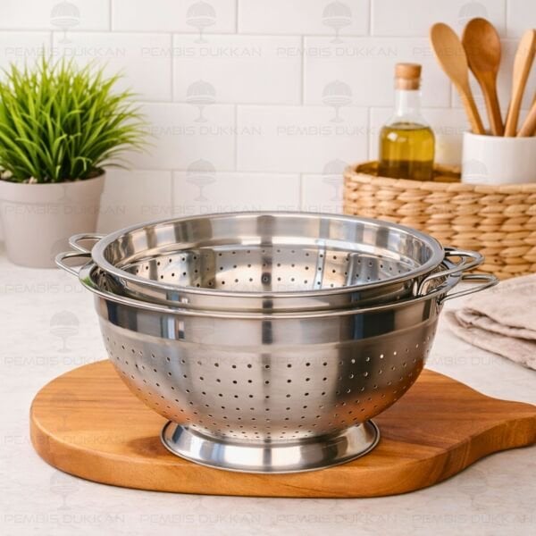 28CM AYAKLI YUVARLAK, ÇELİK SÜZGEÇ (SZG362)