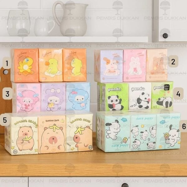 9LU SEVİMLİ KARAKTER  DESENLİ CEP BOY PEÇETE (DESEN SEÇİN) NO:1