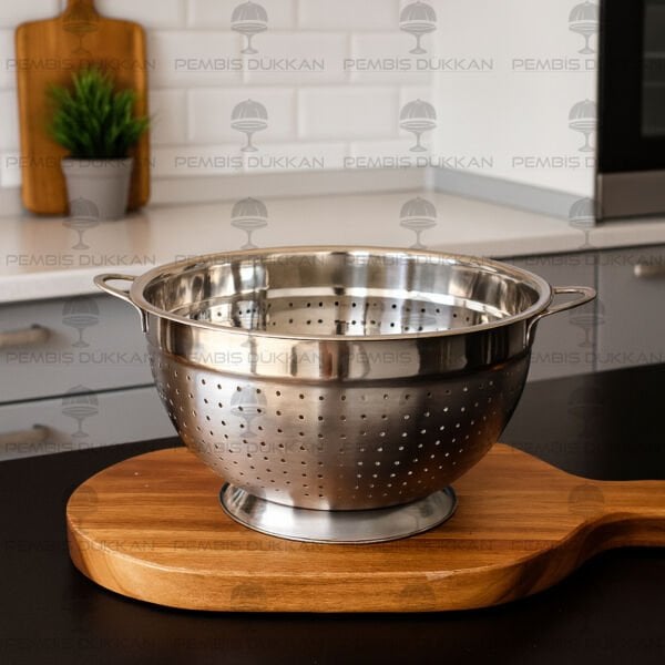 26CM AYAKLI YUVARLAK, ÇELİK SÜZGEÇ (SZG361)