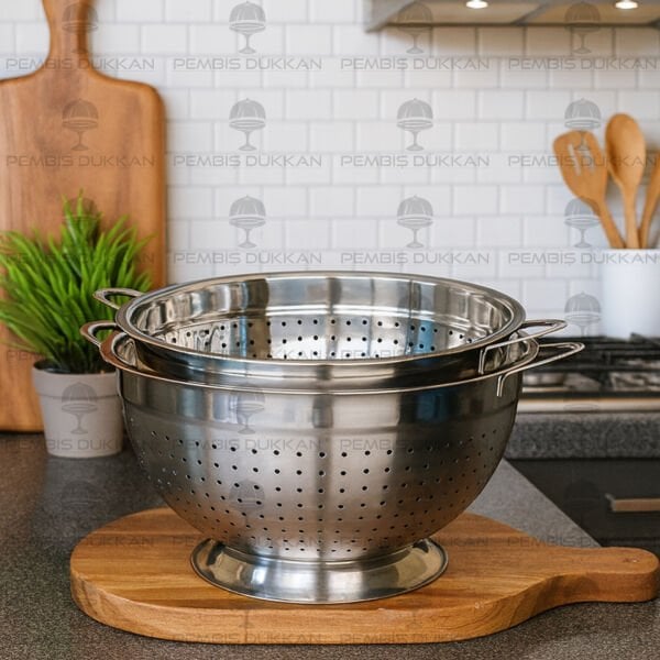 26CM AYAKLI YUVARLAK, ÇELİK SÜZGEÇ (SZG361)