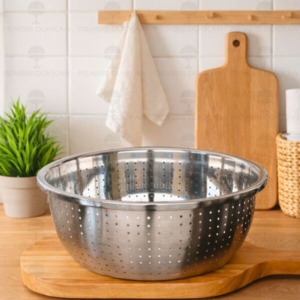 Pembiş Dükkan | 28CM AYAKLI YUVARLAK, ÇELİK SÜZGEÇ (SZG362)