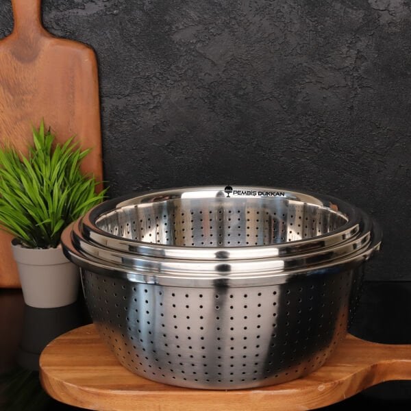 1 ADET İVY 30 CM YUVARLAK ÇELİK SEPET SÜZGEÇ (SZG356)