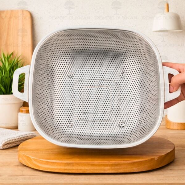 26CM KARE KULPLU, ÇELİK SÜZGEÇ (SZG365)