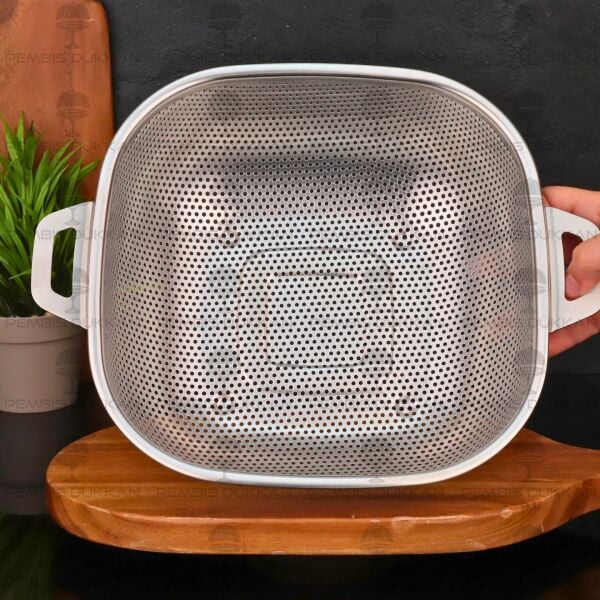 26CM KARE KULPLU, ÇELİK SÜZGEÇ (SZG365)