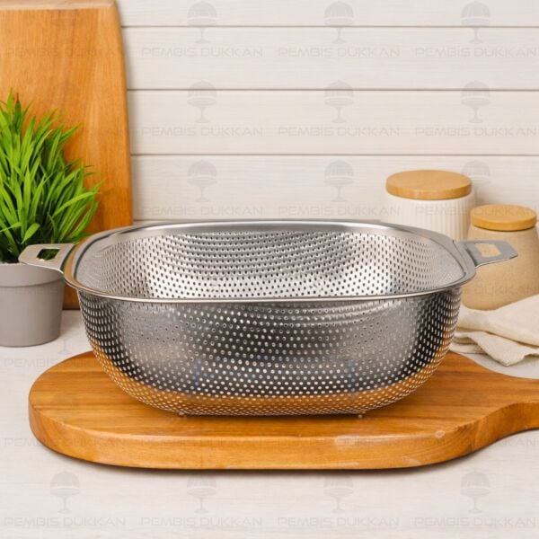 26CM KARE KULPLU, ÇELİK SÜZGEÇ (SZG365)