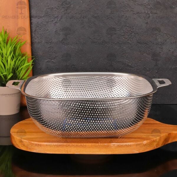 26CM KARE KULPLU, ÇELİK SÜZGEÇ (SZG365)