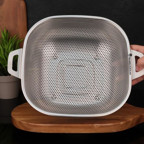 26CM KARE KULPLU, ÇELİK SÜZGEÇ (SZG365)