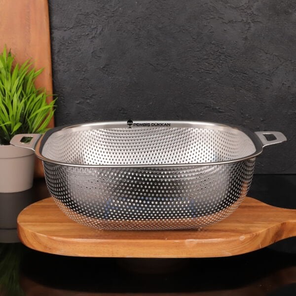 1 ADET İVY 26 CM KARE KULPLU ÇELİK SEPET SÜZGEÇ (SZG365)