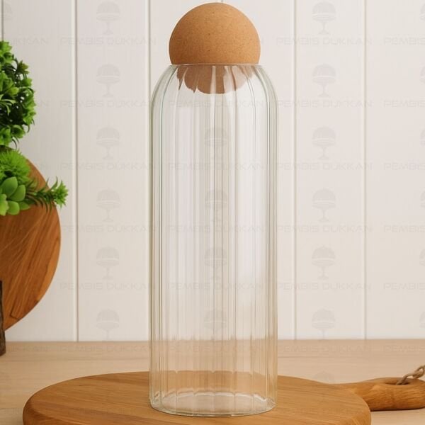 1350ML MANTAR TOP KAPAKLI, ÇİZGİLİ KAVANOZ (SMB)