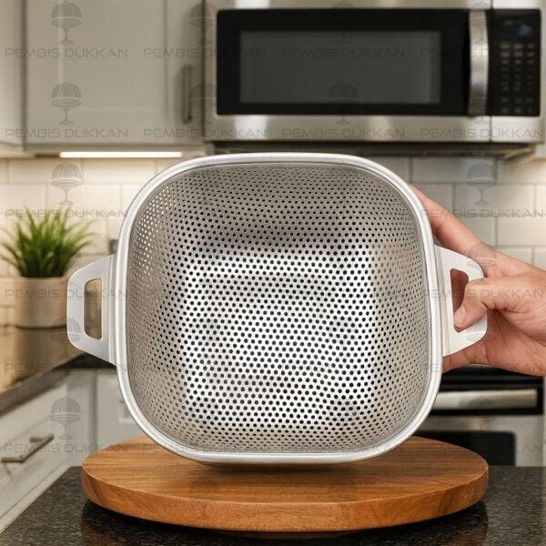 22CM KARE KULPLU, ÇELİK SÜZGEÇ (SZG363)