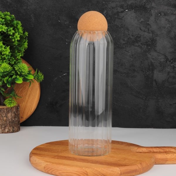 1350ML MANTAR TOP KAPAKLI, ÇİZGİLİ KAVANOZ (SMB)