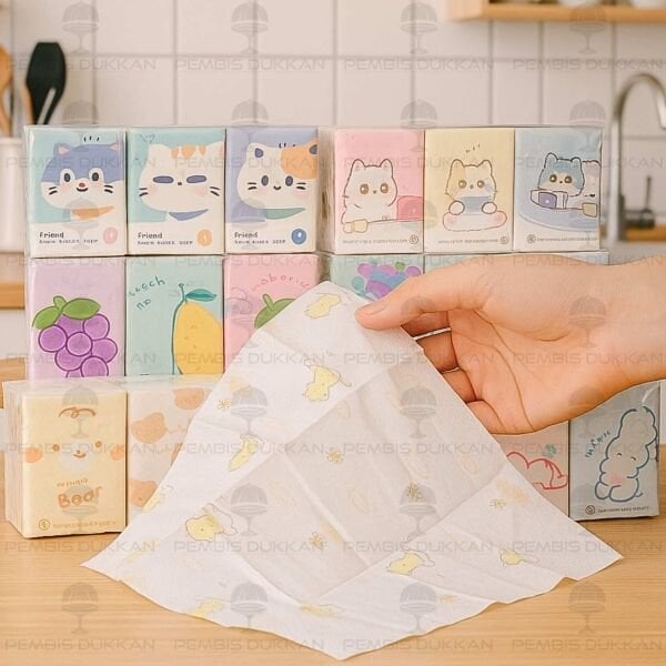 9LU SEVİMLİ KARAKTER DESENLİ CEP BOY PEÇETE (DESEN SEÇİN) NO:2