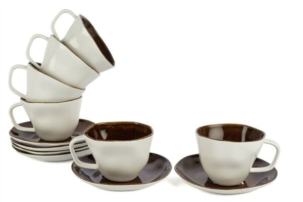 BEYAZ KARAMEL 6 KİŞİLİK ÇAY FİNCAN TAKIMI