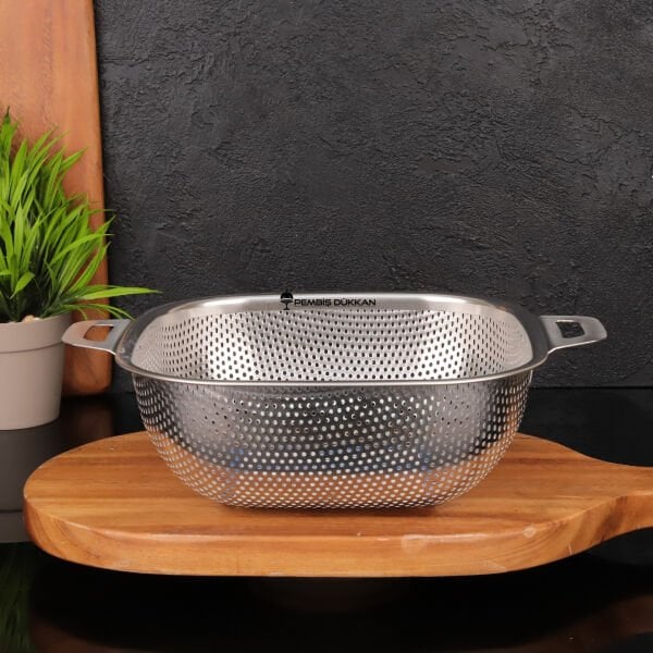 1 ADET İVY 22 CM KARE KULPLU ÇELİK SEPET SÜZGEÇ (SZG363)
